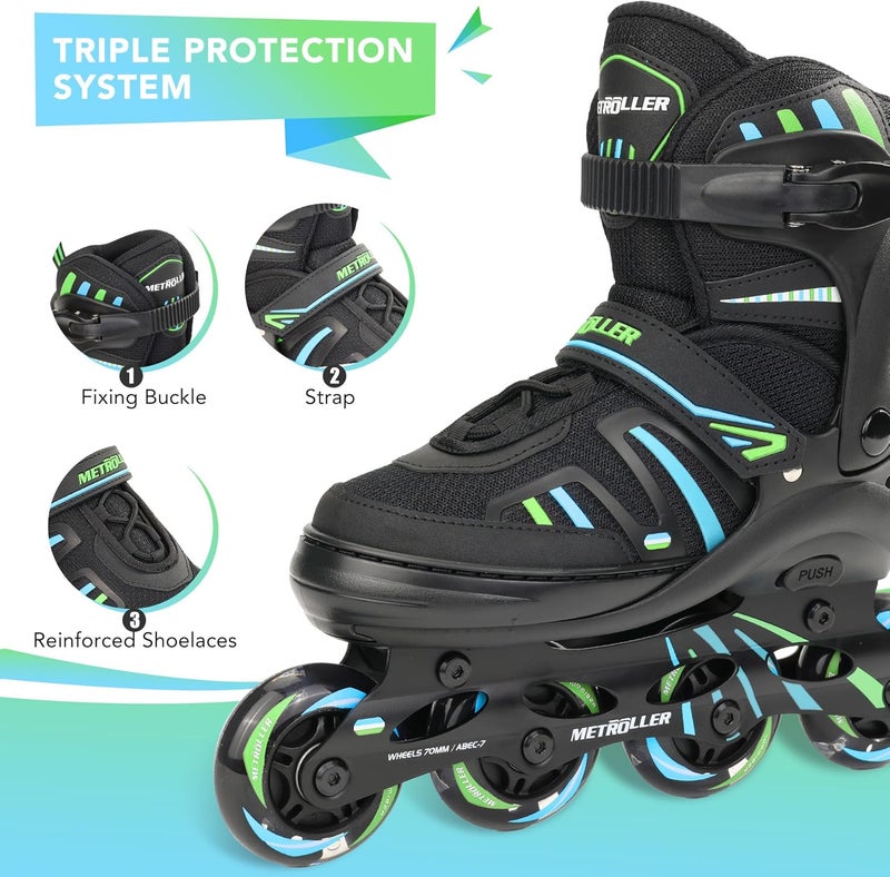 METROLLER Adjustable Inline Skates for Girls Boys with Light up Wheels Roller Skates Kids Youth Fun Beginner Blades Youth Ages 5-8 8-12 Adults Outdoor - Image 4